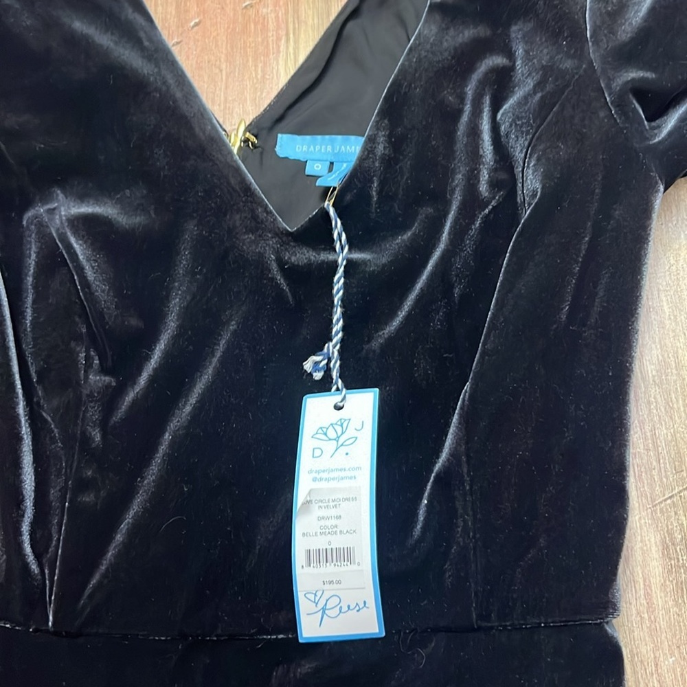 NWT,Draper James,Love Circle, Luxury Black Velvet, Midi Dress,Stunning,Size 0 - Picture 3 of 10